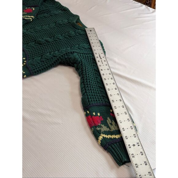 Eddie Bauer Vintage Green Sweater Floral Size Medium - Picture 4 of 7